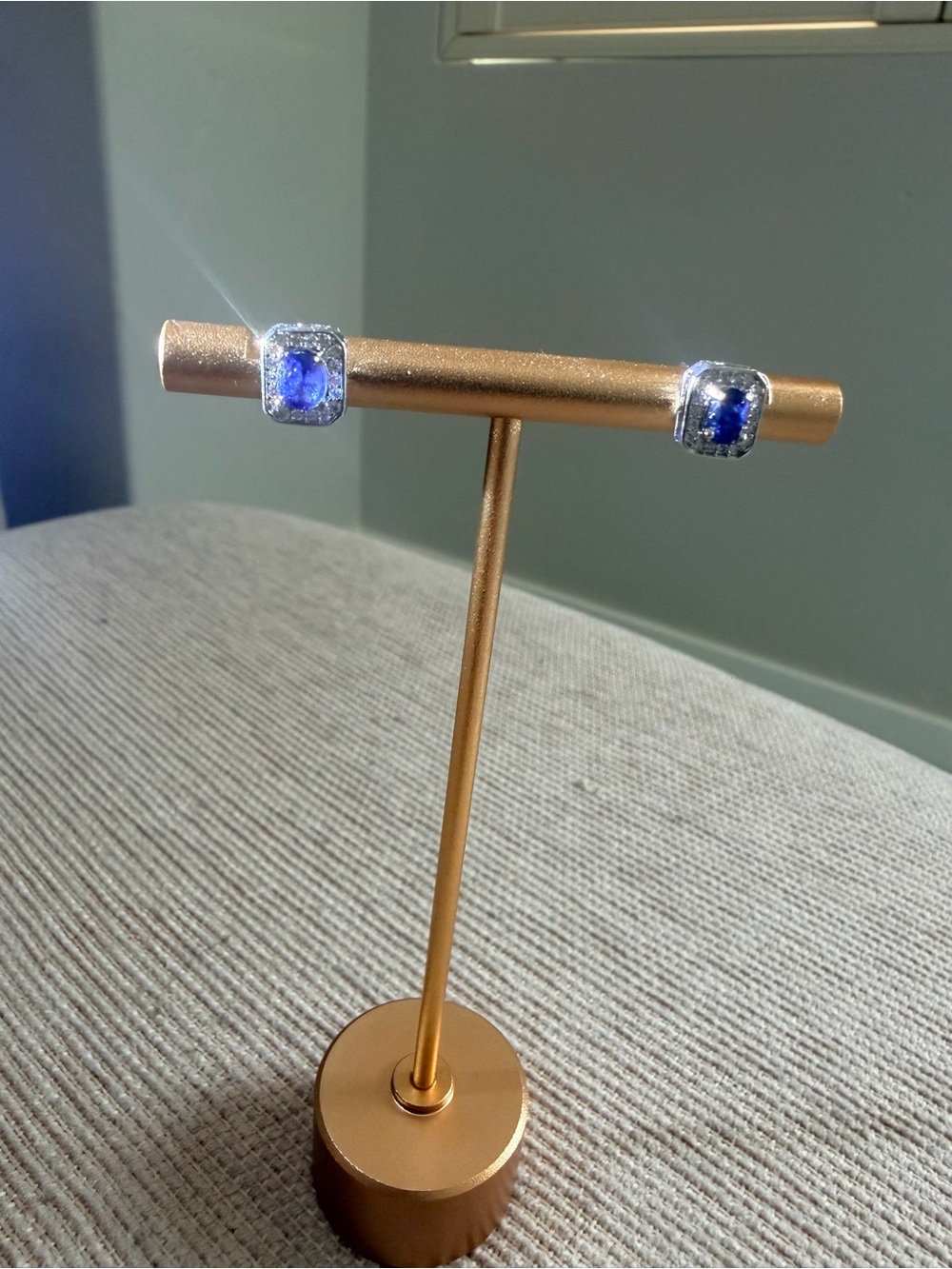 New Natural Burmese Blue Sapphire Stud Earrings – Royal Blue, Certified